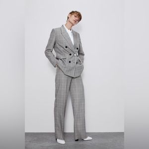 NWT Zara Straight Fit Plaid Pants